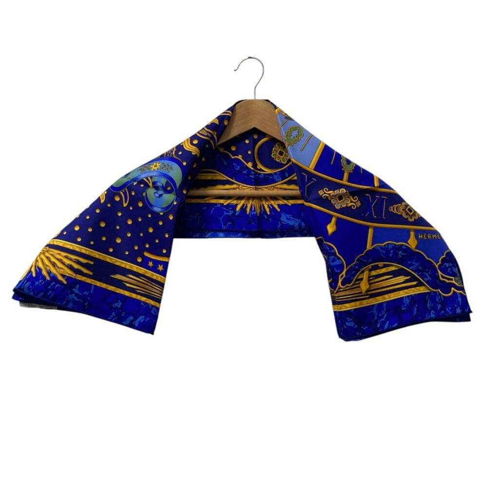 HERMES Carre 90 CARPE DIEM Enjoy Today Silk Scarf Stole Blue x Multicolor Wom... - Picture 4 of 11